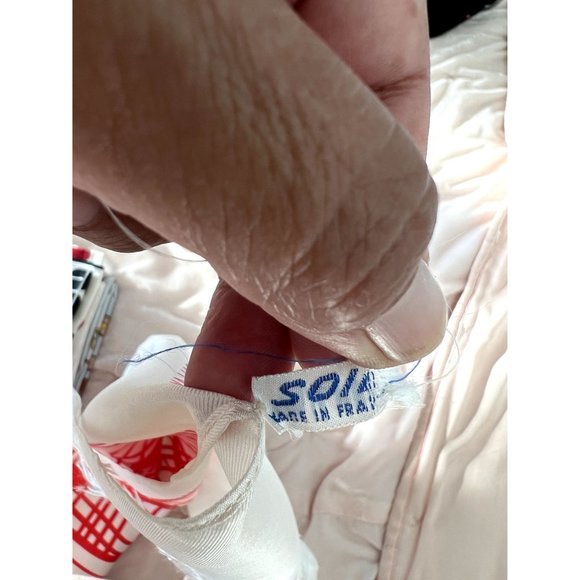 Vintage French Designer Red Silk Concentric Circle Scarf Modernist Graphic - Picture 5 of 5